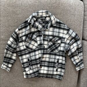 Zara Black and Cream Plaid Shirt